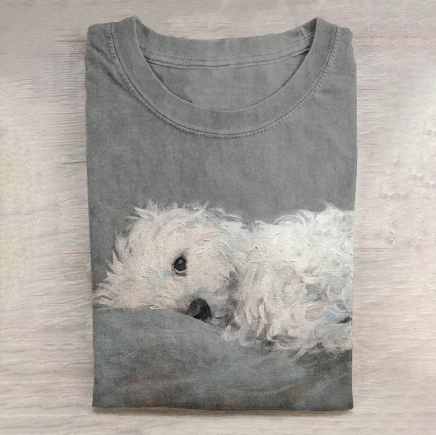 Mens Casual T-shirt With A Dog Pattern