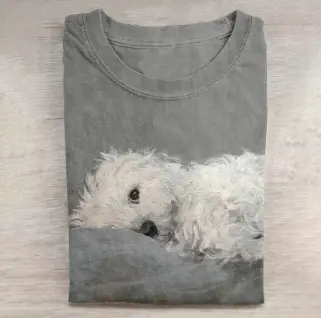 Mens Casual T-shirt With A Dog Pattern