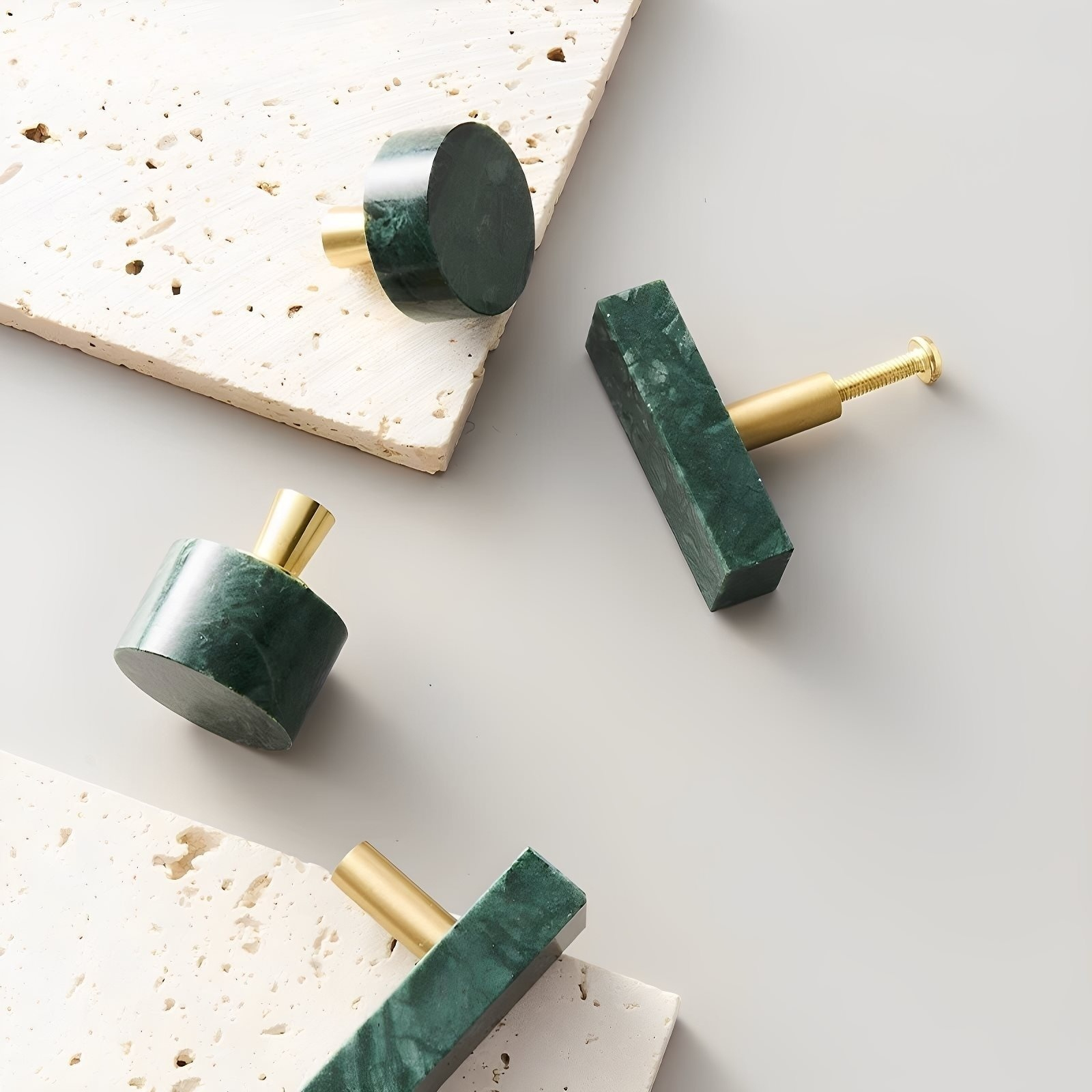 Light-luxury Modern Green And White Wardrobe Door And Drawer Handles