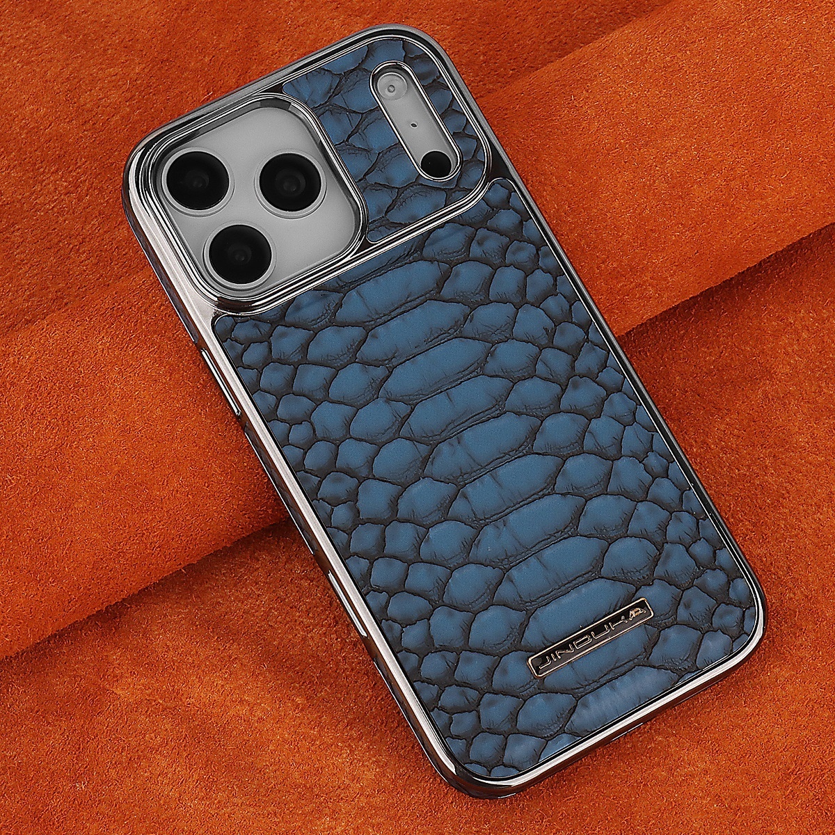 Genuine Leather With Snake-pattern Design Light-luxury Business Style Full-wrap Case