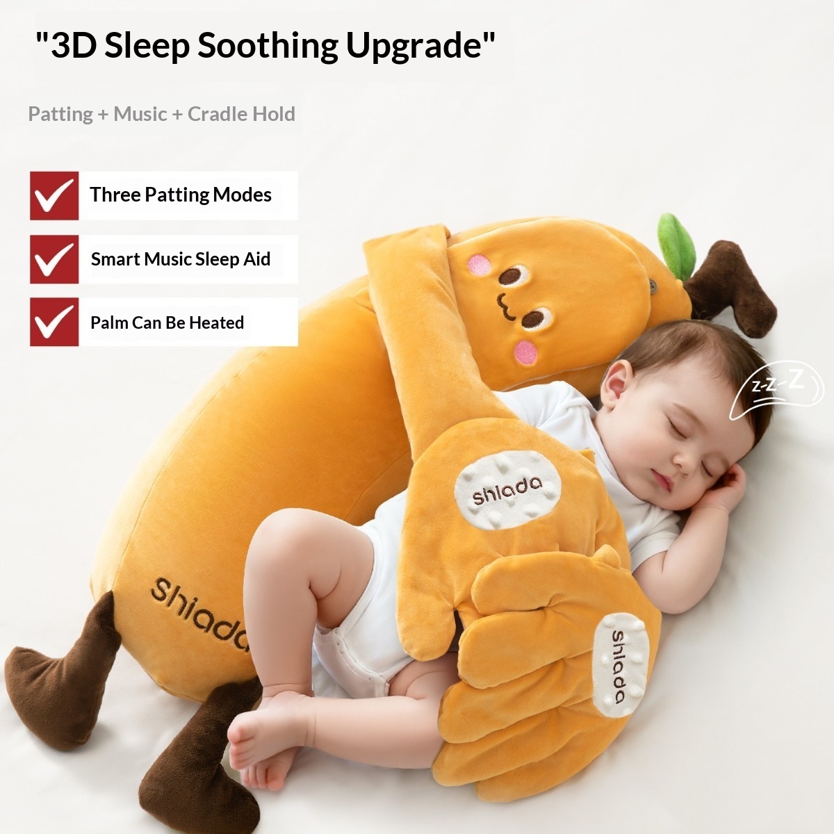 Baby Soothing Hand-Shaped Patting Sleep Aid Doll Pillow