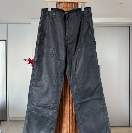 Devil Season Wax-Coated Knee-Long Pants Straight-Leg Logging Work Trousers