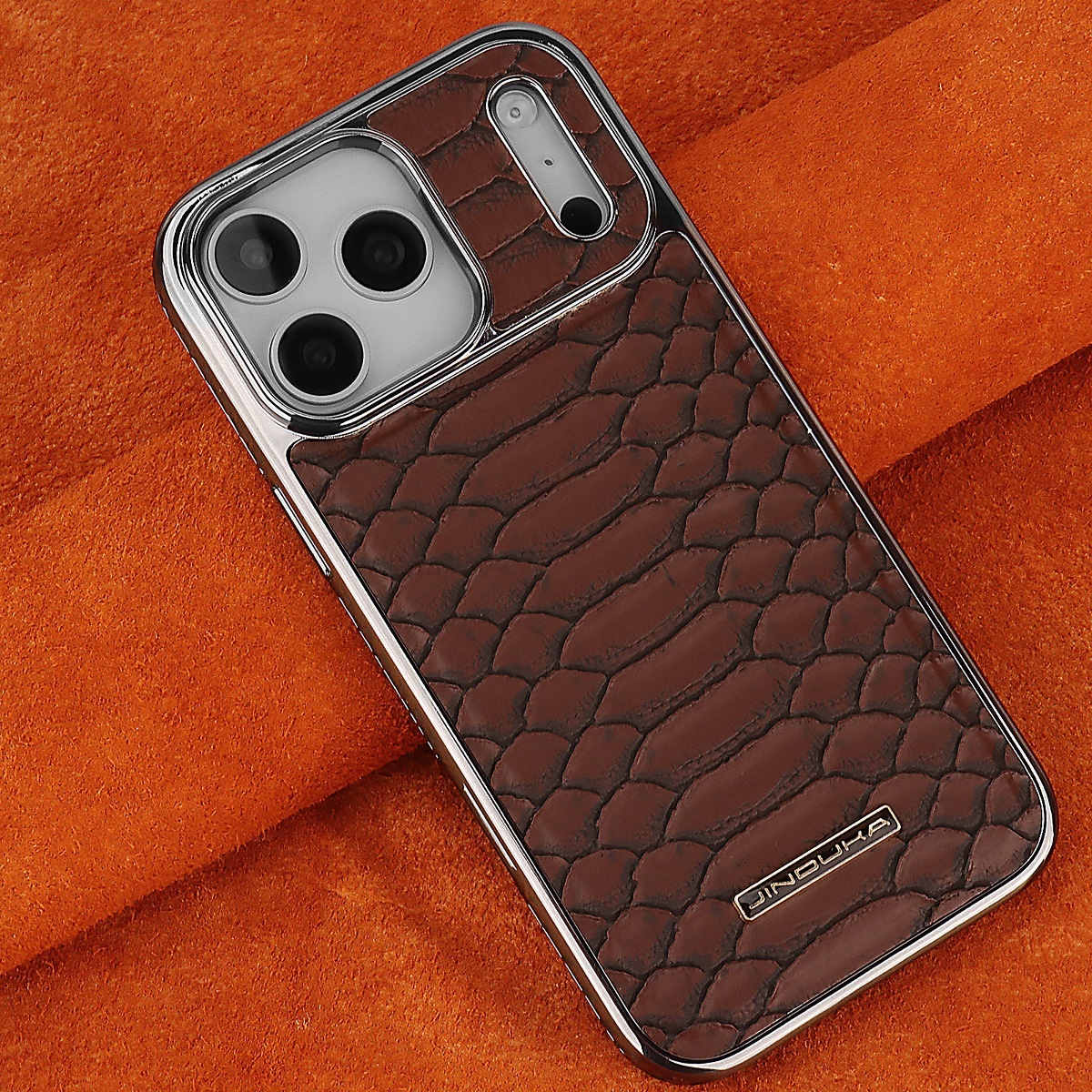 Genuine Leather With Snake-pattern Design Light-luxury Business Style Full-wrap Case