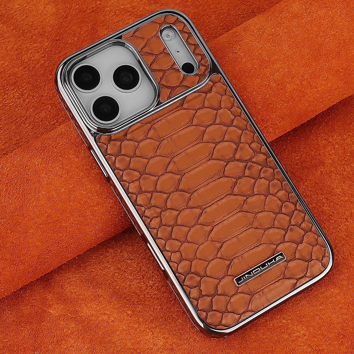 Genuine Leather With Snake-pattern Design Light-luxury Business Style Full-wrap Case
