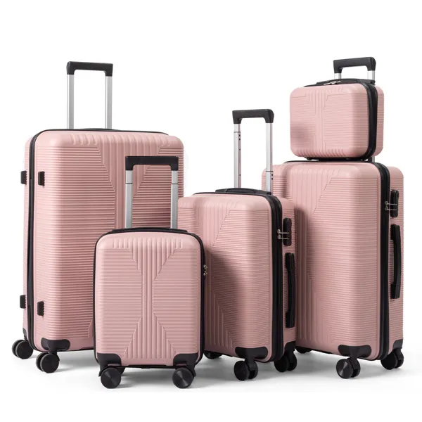 Non-TSA Customs Lock 5-in-1 PP Trolley Case, 12in, 16in, 20in, 24in, 28in PP Rose Color image 24