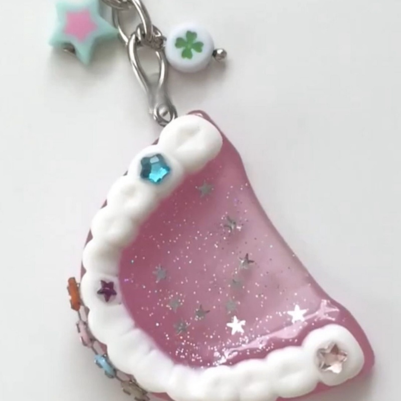 Sweet Girl Sequin Glitter Teeth Car Keychain