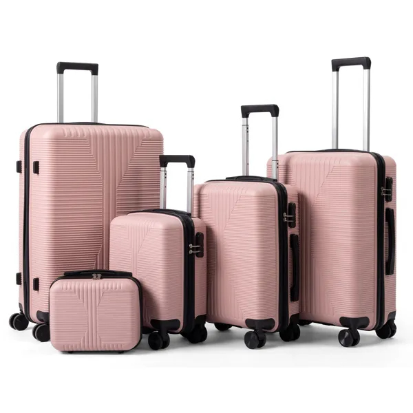 Non-TSA Customs Lock 5-in-1 PP Trolley Case, 12in, 16in, 20in, 24in, 28in PP Rose Color image 7