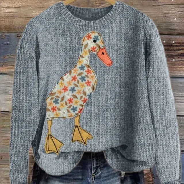 Duck Independent Site Printed Womens Crew Neck Sweater E110 L - Shop at LoveMi