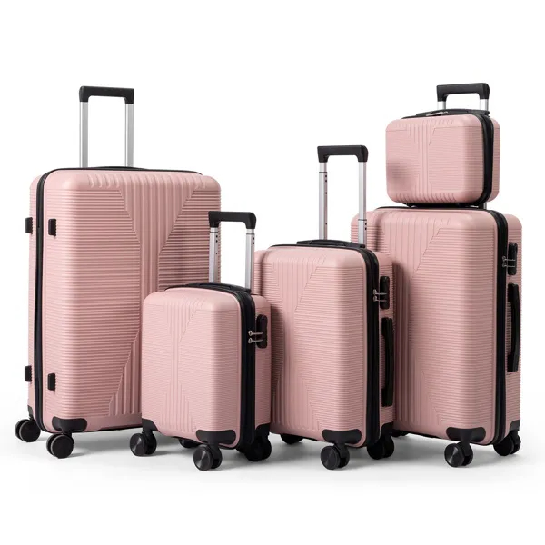 Non-TSA Customs Lock 5-in-1 PP Trolley Case, 12in, 16in, 20in, 24in, 28in PP Rose Color image 8