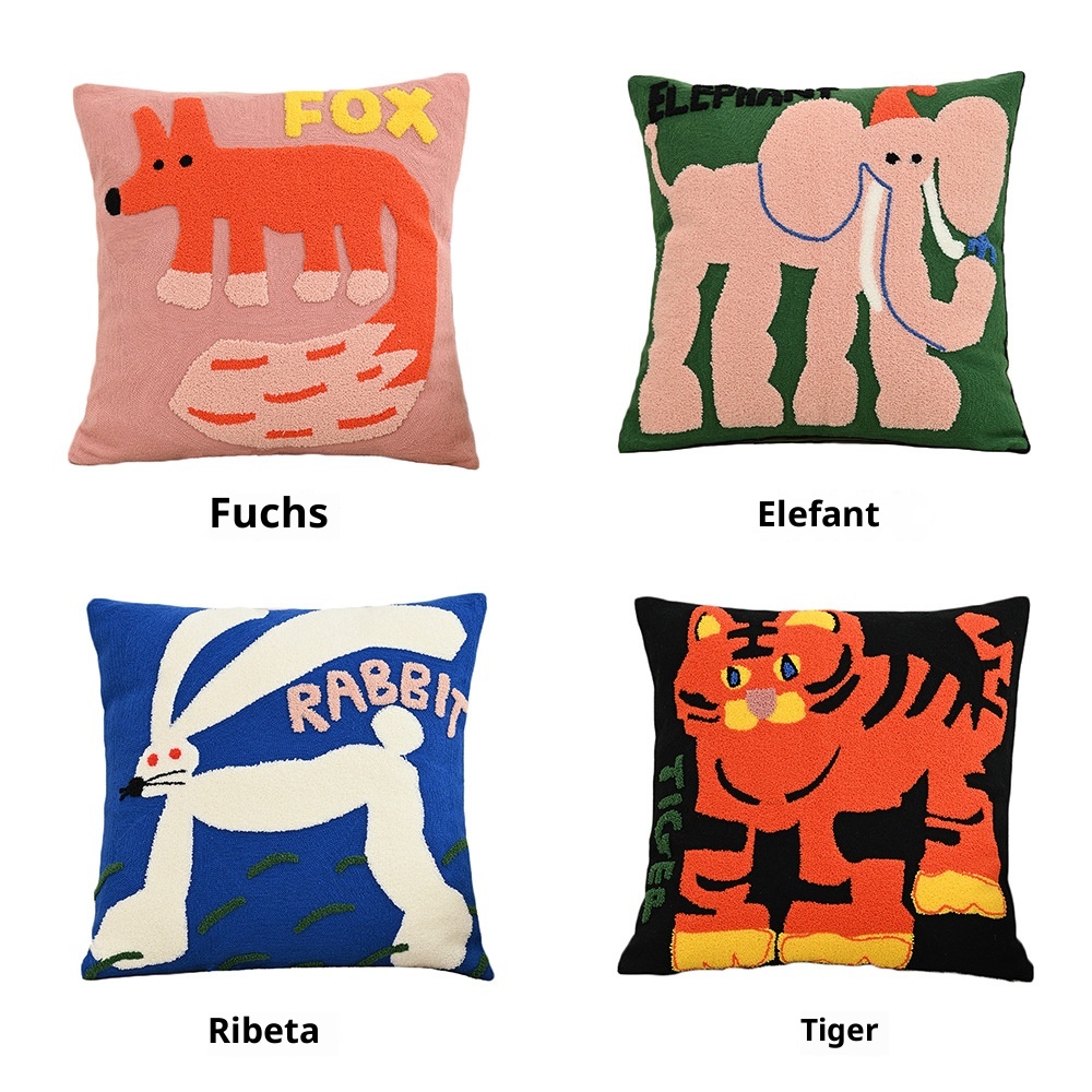 Nordic Instagram-Style Animal Embroidery Living Room Sofa Throw Pillow Cushion