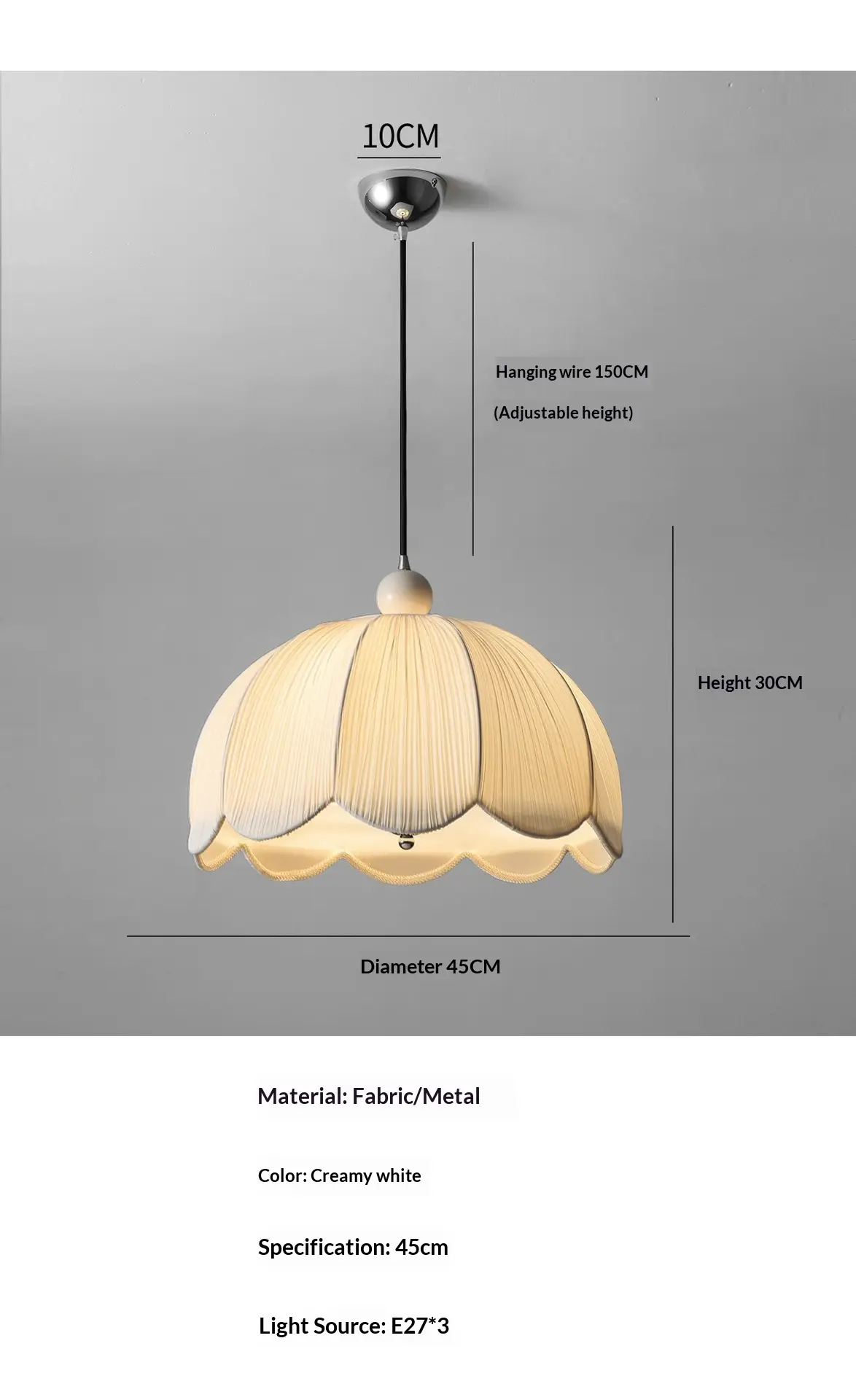 French Medieval Fabric Dining Chandelier Vintage Style
