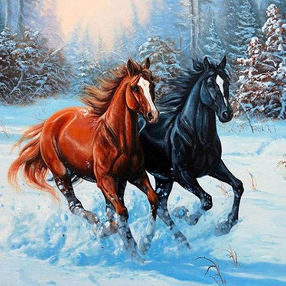 Full-Diamond 5D Magic Square Diamond Painting Icy Winter Scene For Couples