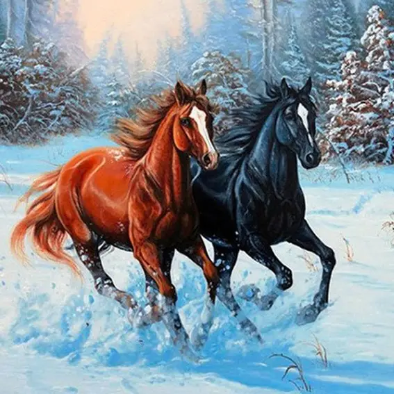 Full-Diamond 5D Magic Square Diamond Painting Icy Winter Scene For Couples