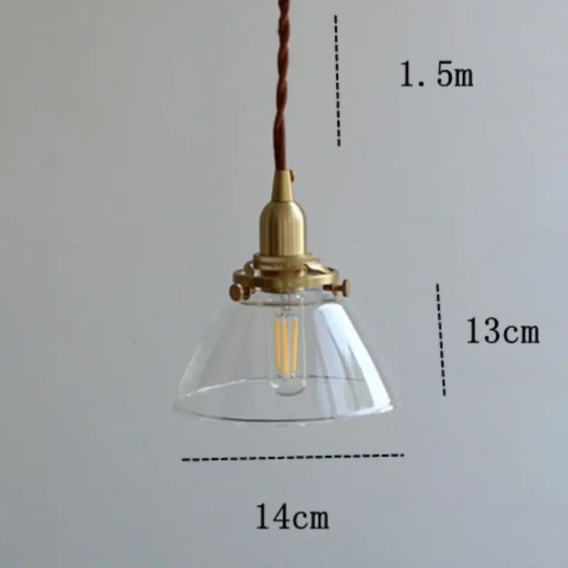 Japanese-style Glass Chandelier Nordic Modern Minimalist Single-head Brass Light Fixture