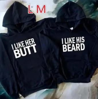 I LIKE HER BUTT I LIKE HIS BEARD Hoodie Set 1 L M - Shop at LoveMi