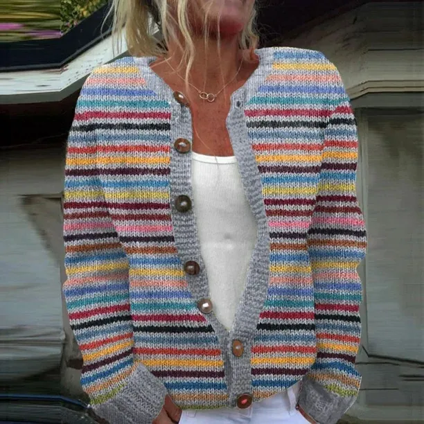 Cardigan Colour-blocked Loose-fitting Fashionable Knitwear - Sjwkswtsx11020-2Xl