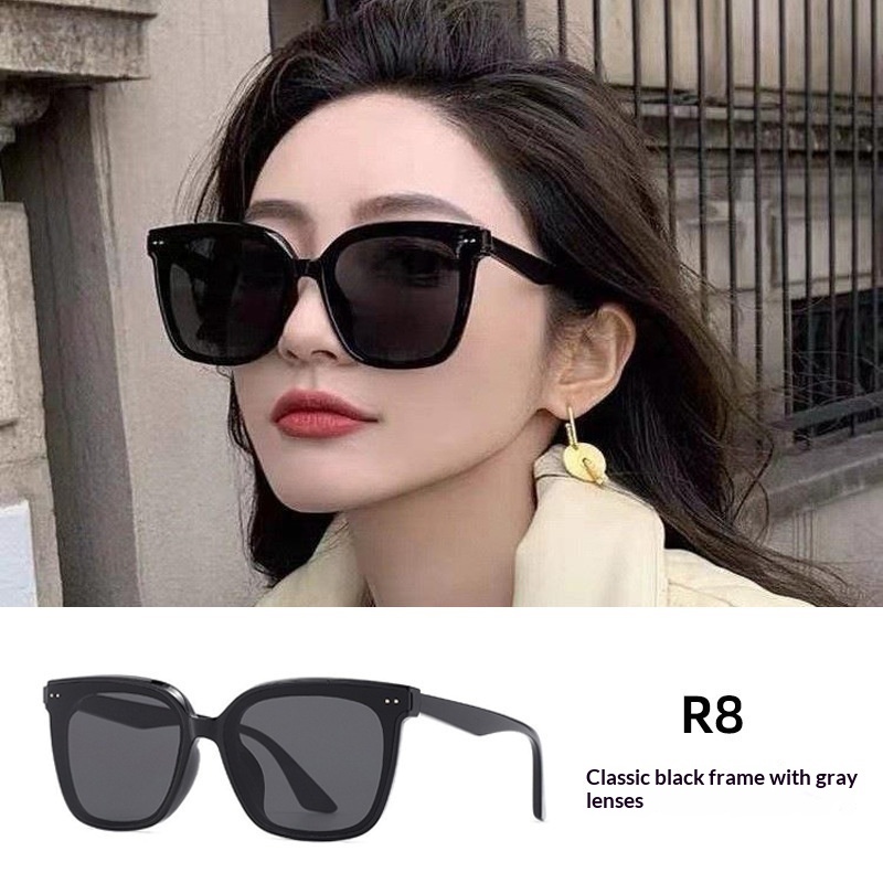 Womens Sophisticated Face-flattering UV-protective Large-frame Retro Sunglasses