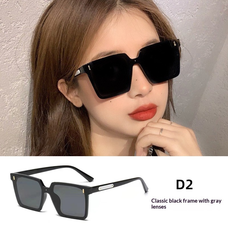 Womens Sophisticated Face-flattering UV-protective Large-frame Retro Sunglasses