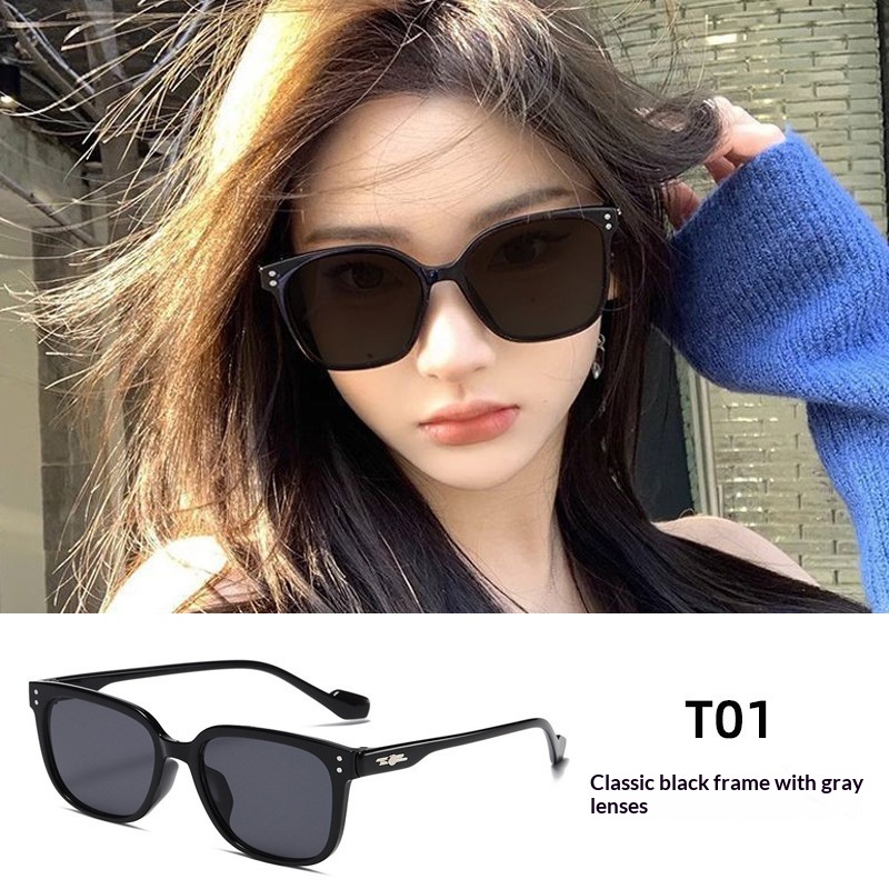 Womens Sophisticated Face-flattering UV-protective Large-frame Retro Sunglasses