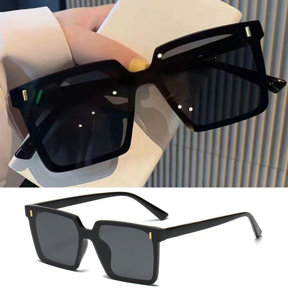Womens Sophisticated Face-flattering UV-protective Large-frame Retro Sunglasses
