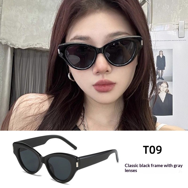 Womens Sophisticated Face-flattering UV-protective Large-frame Retro Sunglasses