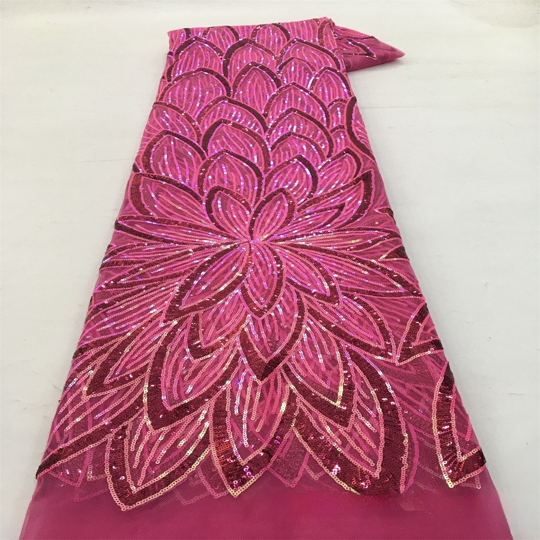 Iridescent Beaded Machine Embroidered Sequin Ball Gown Wedding Dress Fabric - Image 8