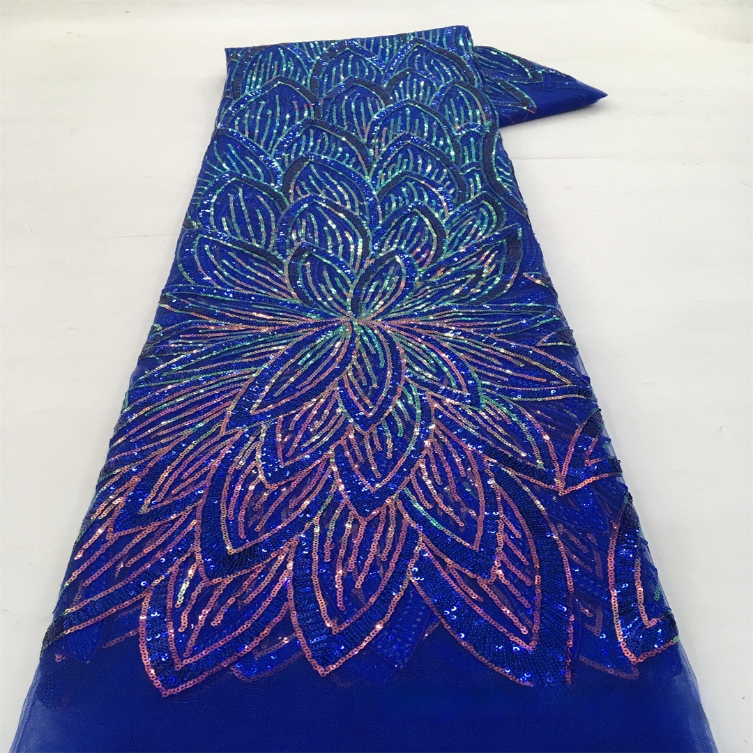 Iridescent Beaded Machine Embroidered Sequin Ball Gown Wedding Dress Fabric - Image 2