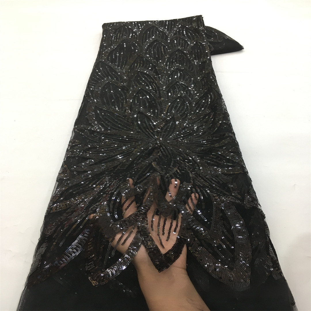 Iridescent Beaded Machine Embroidered Sequin Ball Gown Wedding Dress Fabric - Image 3