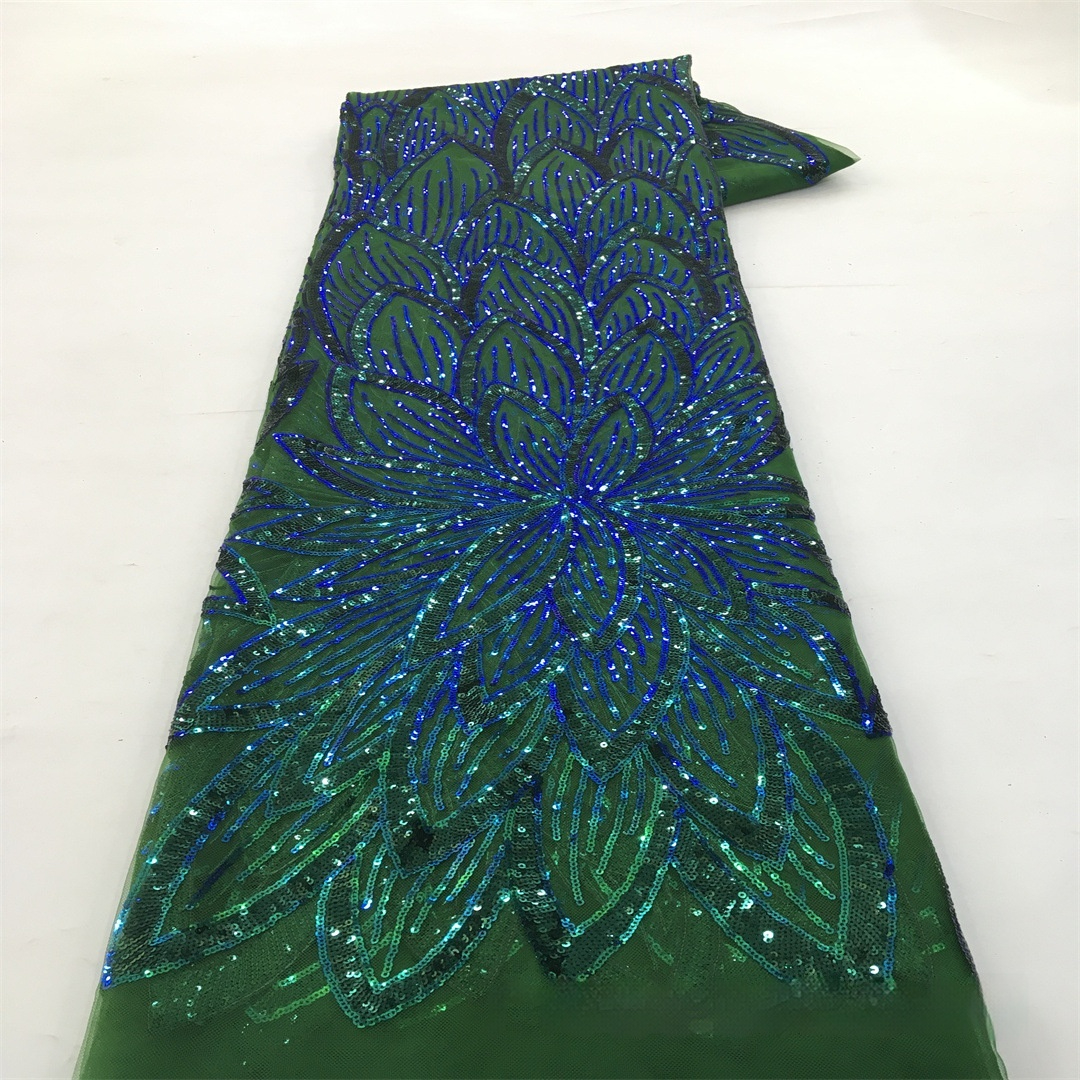 Iridescent Beaded Machine Embroidered Sequin Ball Gown Wedding Dress Fabric - Image 2