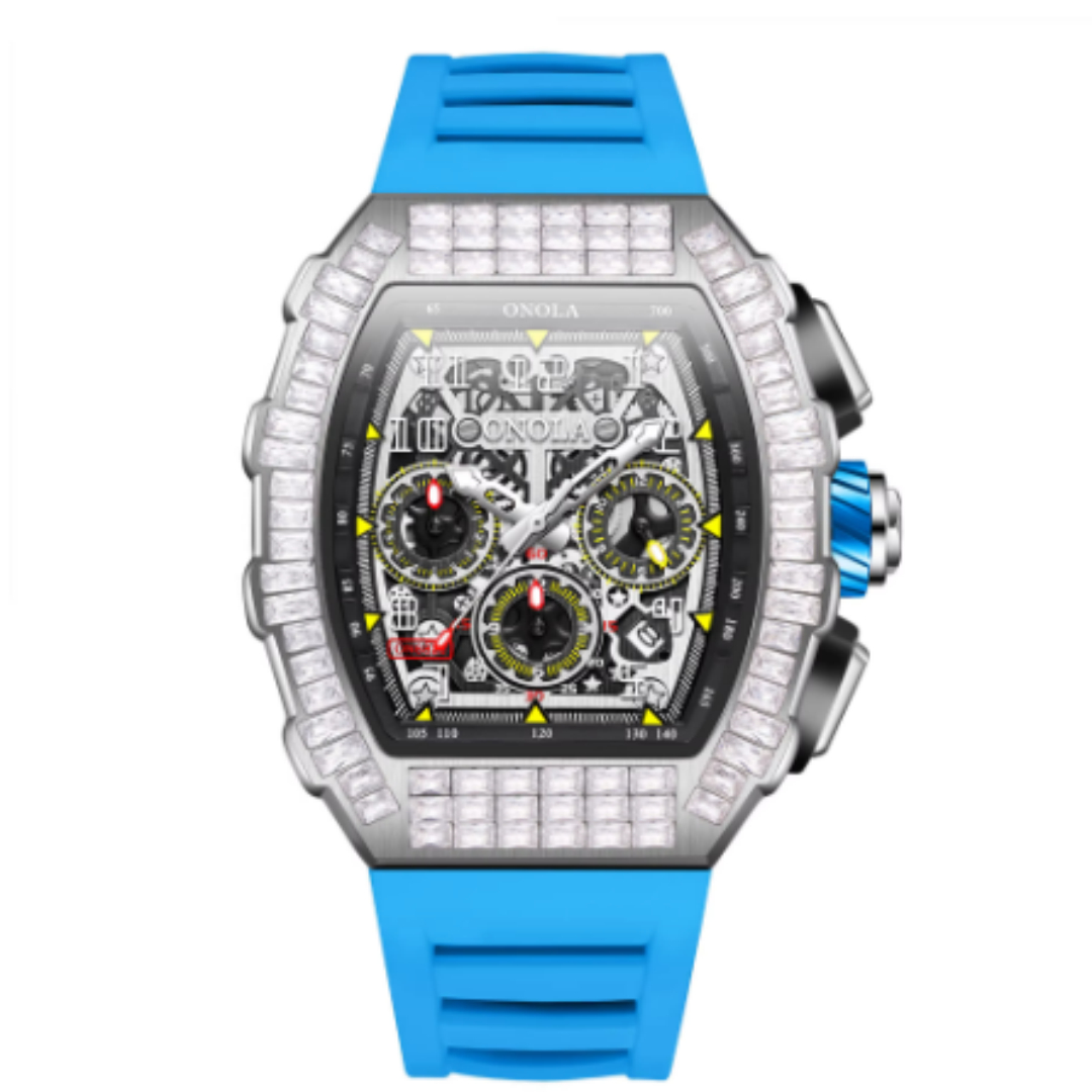 Men's Luxury Square Diamond Watch With Star Pattern - Jewelry & Watches