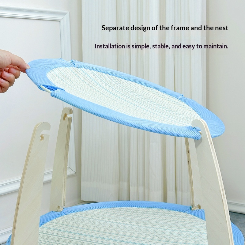 Woven Rattan Cooling Mat Oversized Solid Wood Cat Bed