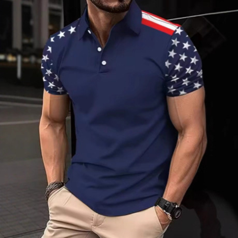 Mens Patterned Streetwear Loose-fitting Short-sleeve T-shirt