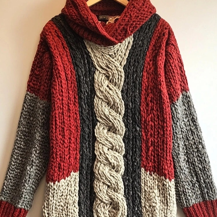 Womens Loose-fitting Long Crew-neck Sweater Coat