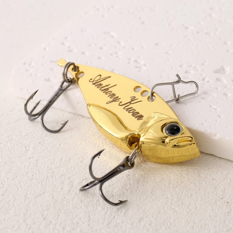 Personalized Engraved Fishhook Fishing Lure Pendant