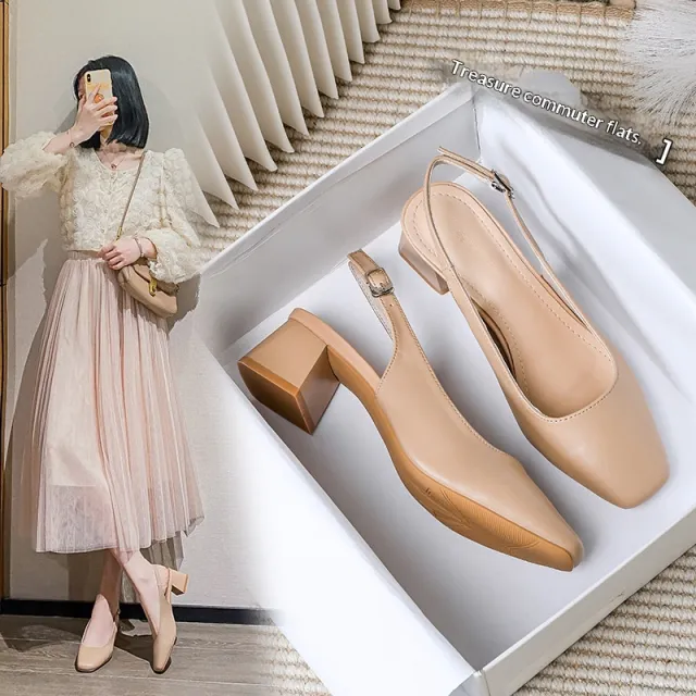 French style Closed toe Sandals For Women Mid To Chunky Heel Summer Style Khaki - Shop at LoveMi