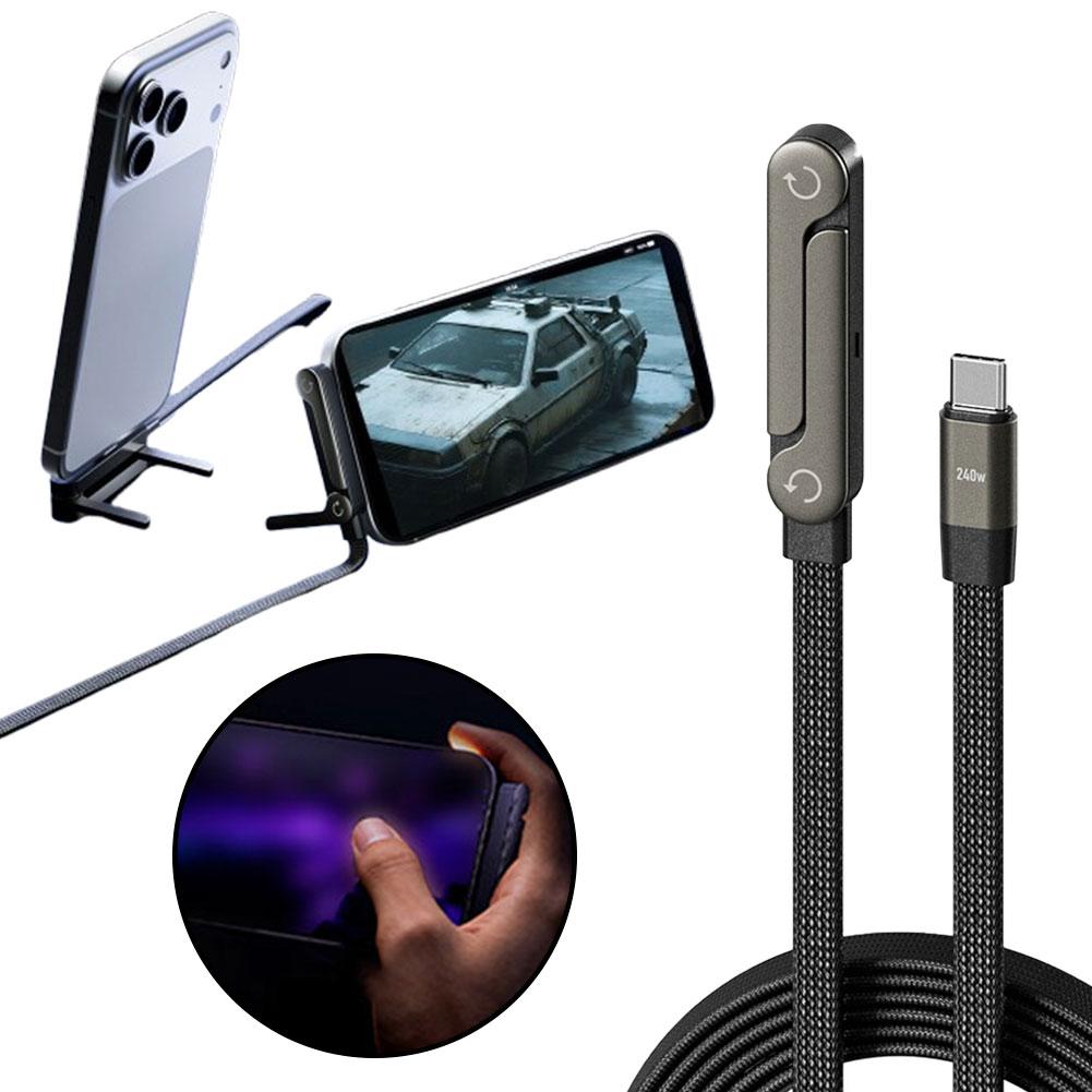 Fast Charging Foldable Bracket Data Cable 2-in-1 Data Wire Foldable Phone Tablet Stand Type-C To Type-C USB-A To Type-C - Image 9