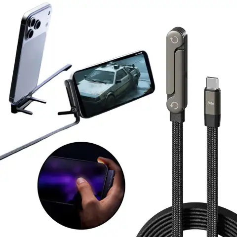 Fast Charging Foldable Bracket Data Cable 2-in-1 Wire Phone