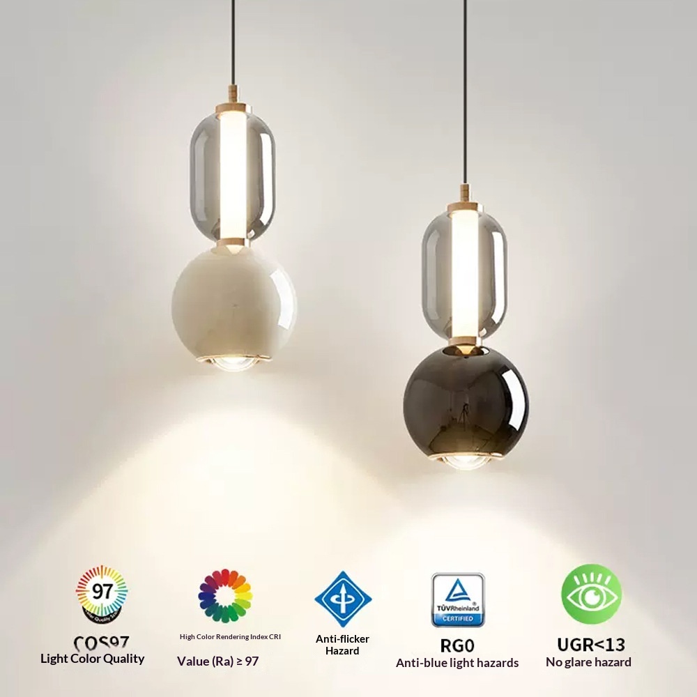 Bedroom Bedside Chandelier Minimalist Glass Pendant Light