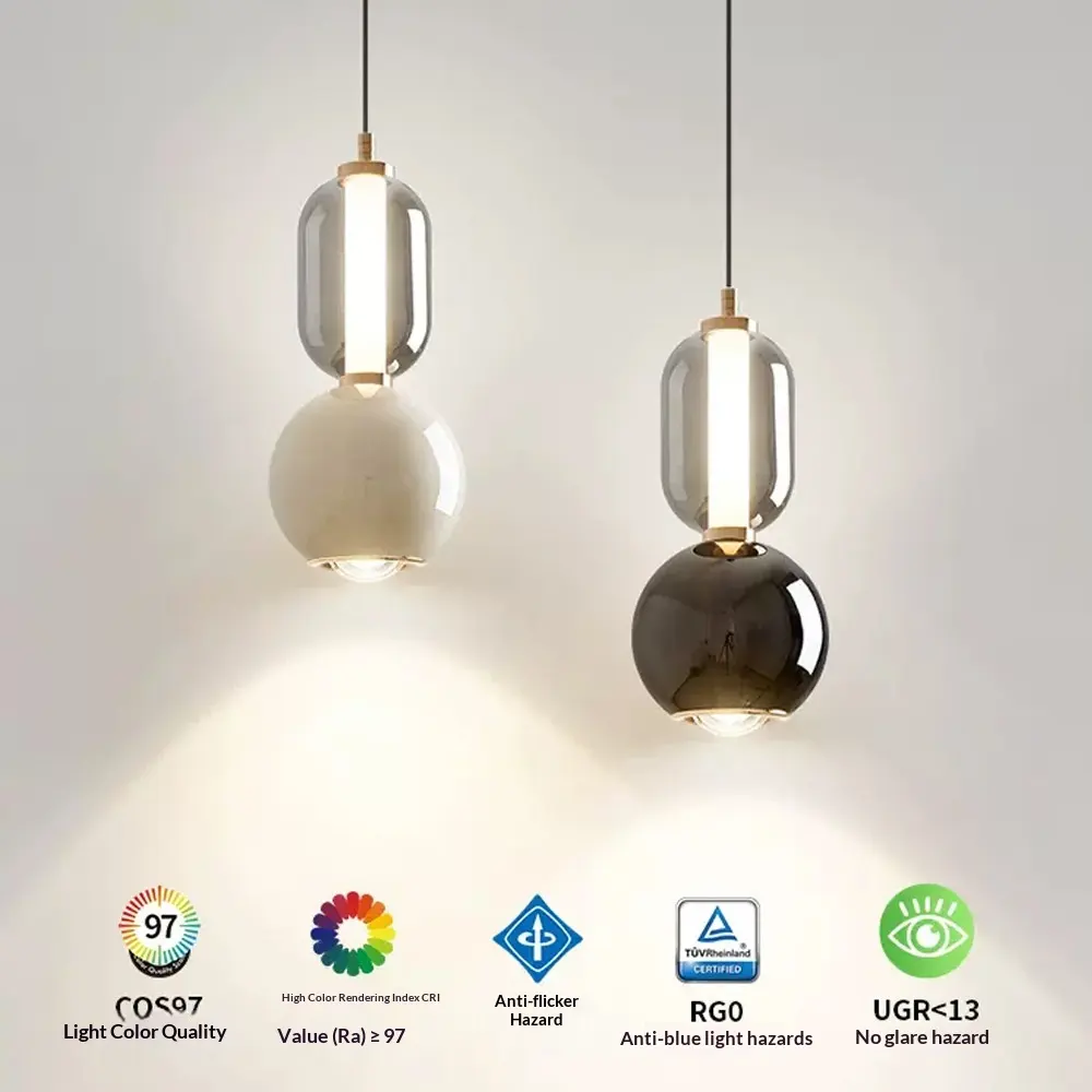 Bedroom Bedside Chandelier Minimalist Glass Pendant Light
