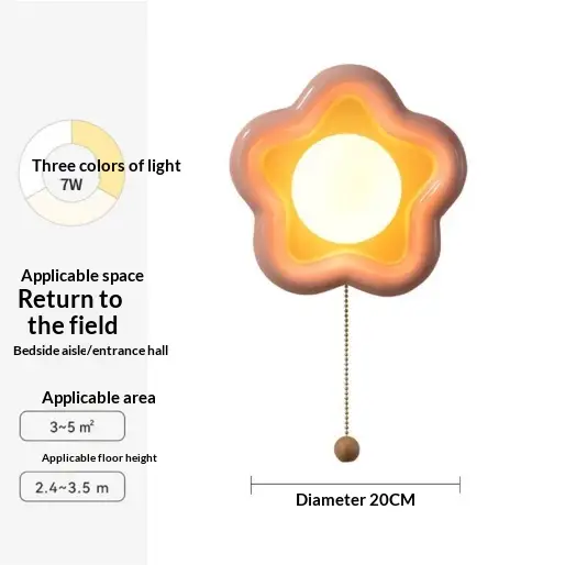 Wireless Charging Flower Design Warm Off-White Ceramic Wall Light