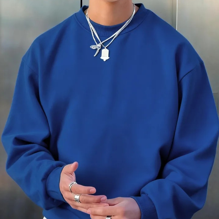 Mens Long-sleeve Wool Pullover Casual Sweatshirt