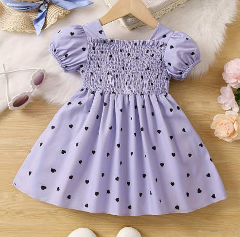 Stylish Polka-Dot Short-Sleeve Dress For Girls