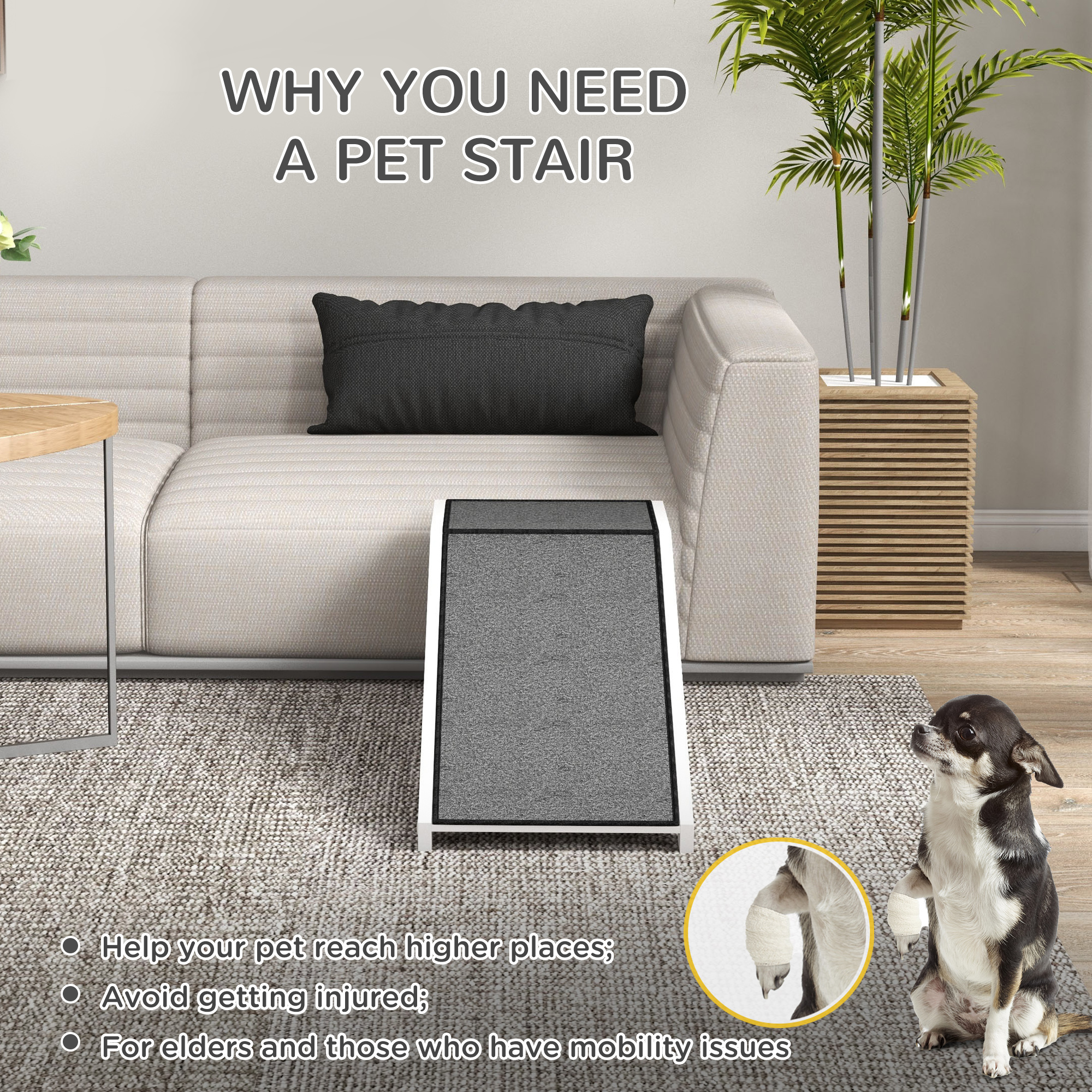 49 Pet Ramp For Dogs  Cats With Non-Slip Carpet, White