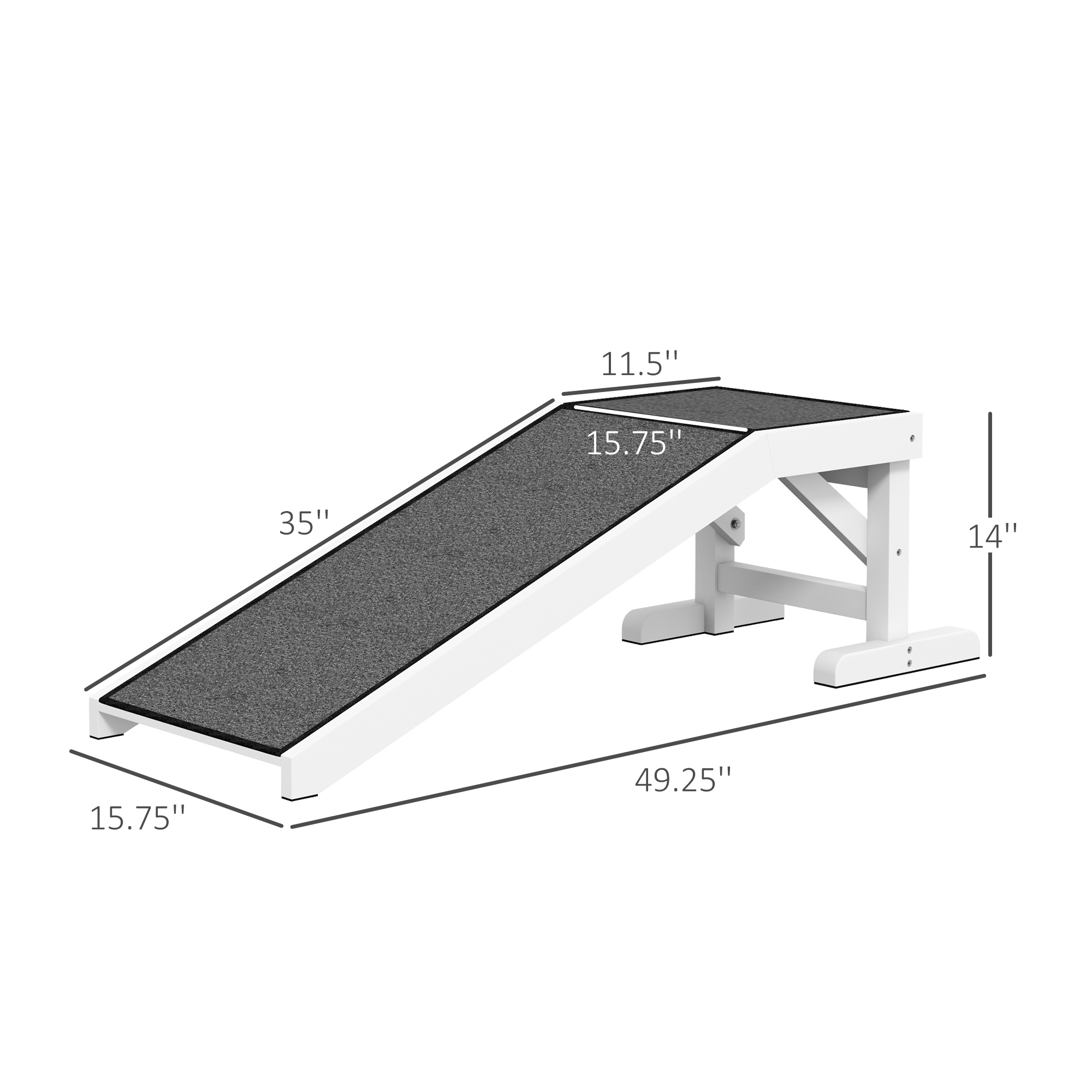 49 Pet Ramp For Dogs  Cats With Non-Slip Carpet, White