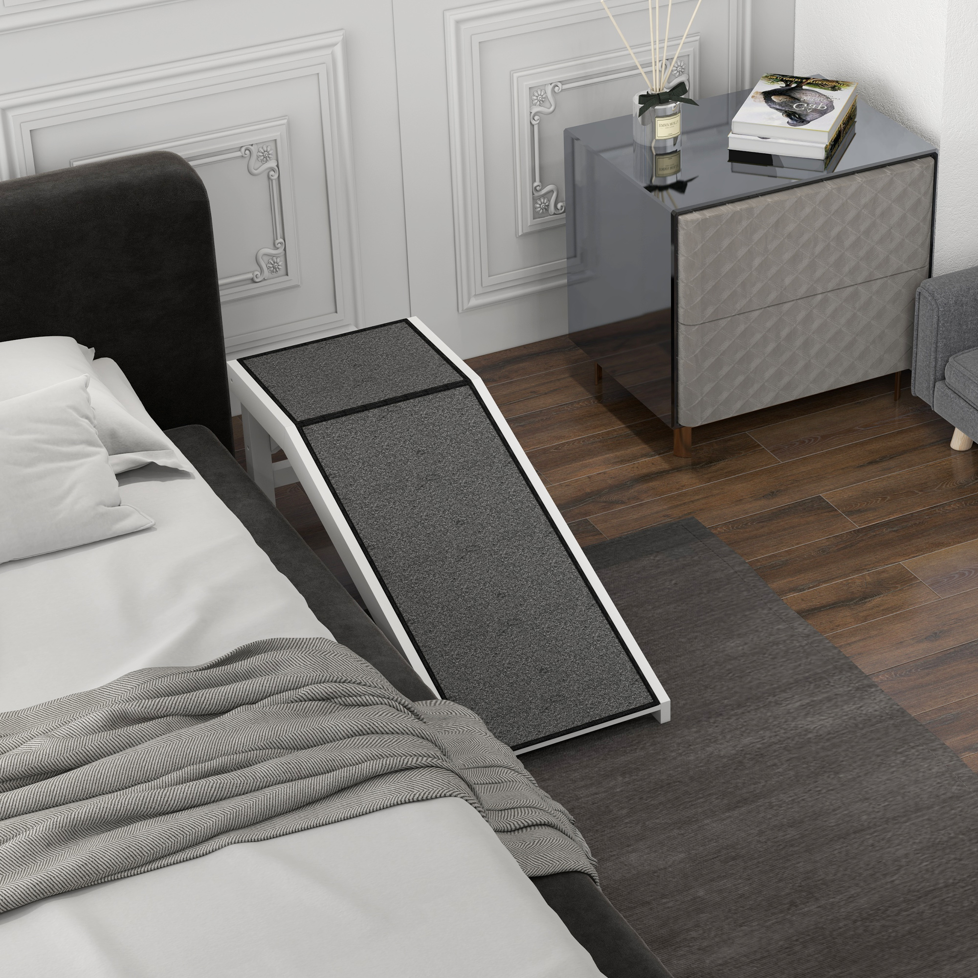 49 Pet Ramp For Dogs  Cats With Non-Slip Carpet, White