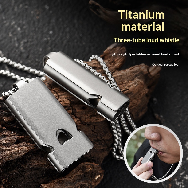 Titanium Alloy Three-Tube Whistle High-Volume Outdoor Emergency Survival Whistle