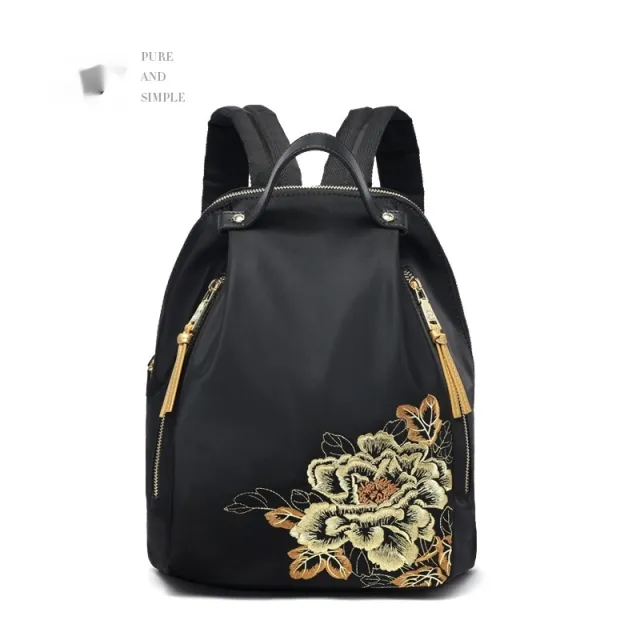Pmsix Tianxu Chinese style Embroidered Backpack Ethnic style Lightweight Travel Bag Black - Shop at LoveMi