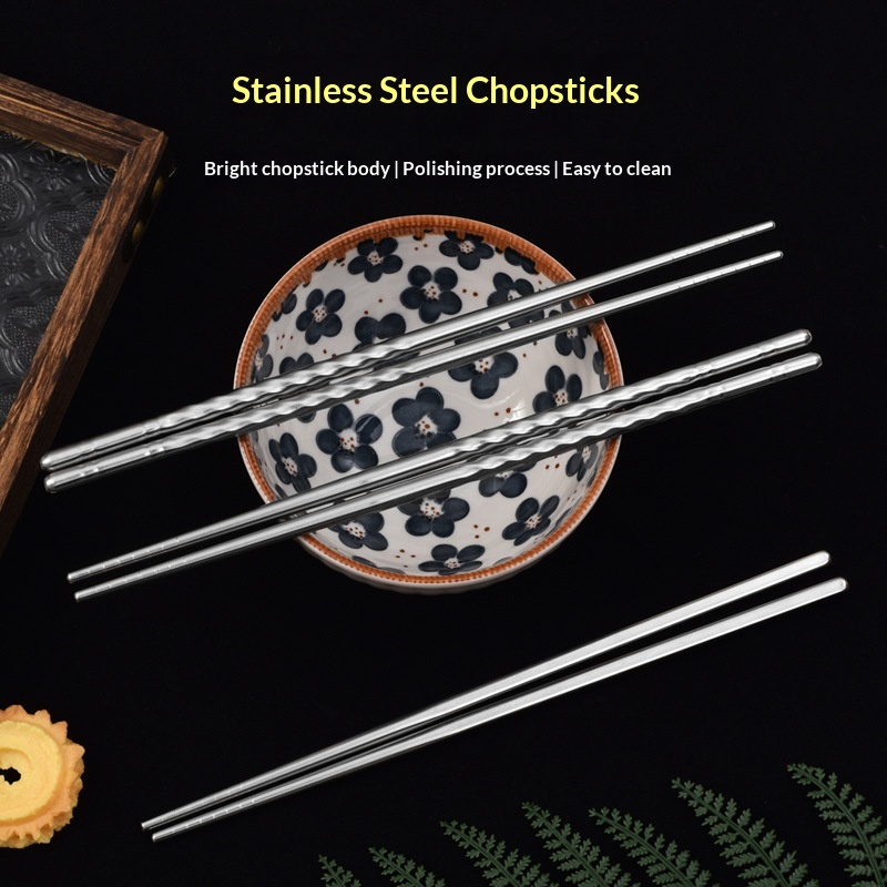 Simple Alloy Chopsticks In Stainless Steel For Home Use