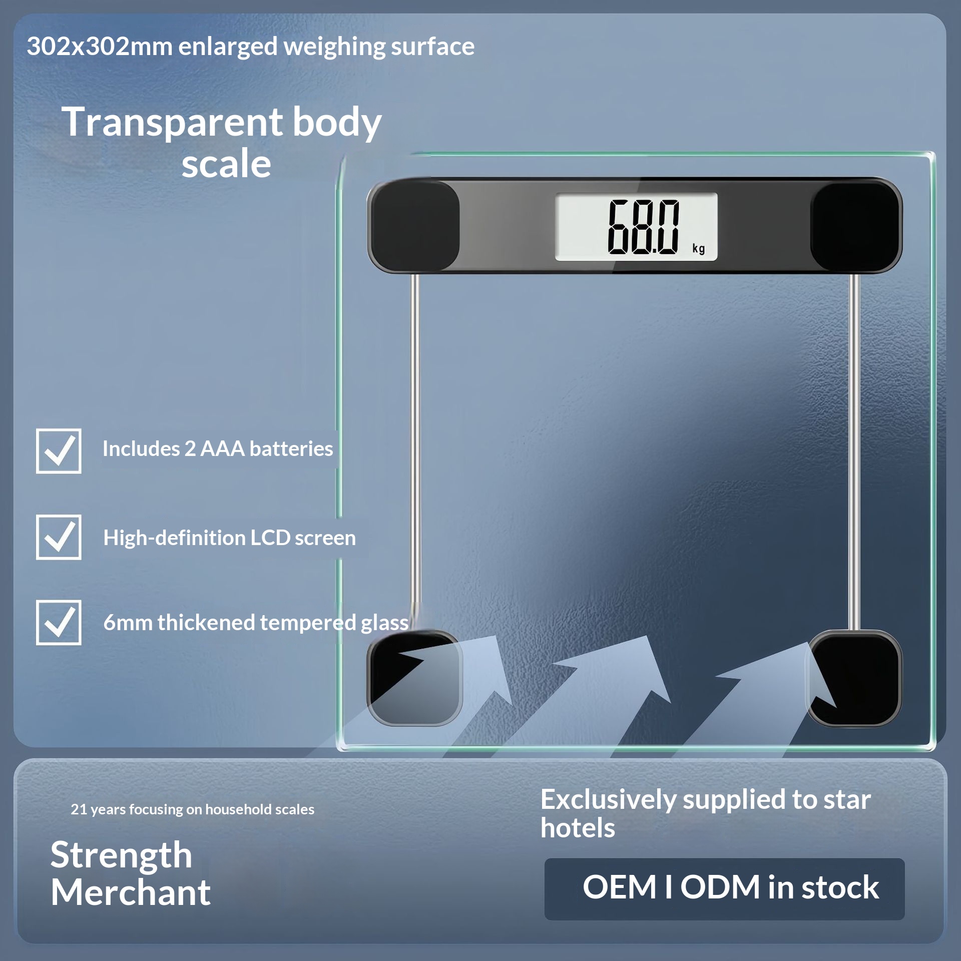 Household Electronic Body Scale With Transparent Tempered Glass Weight Scale