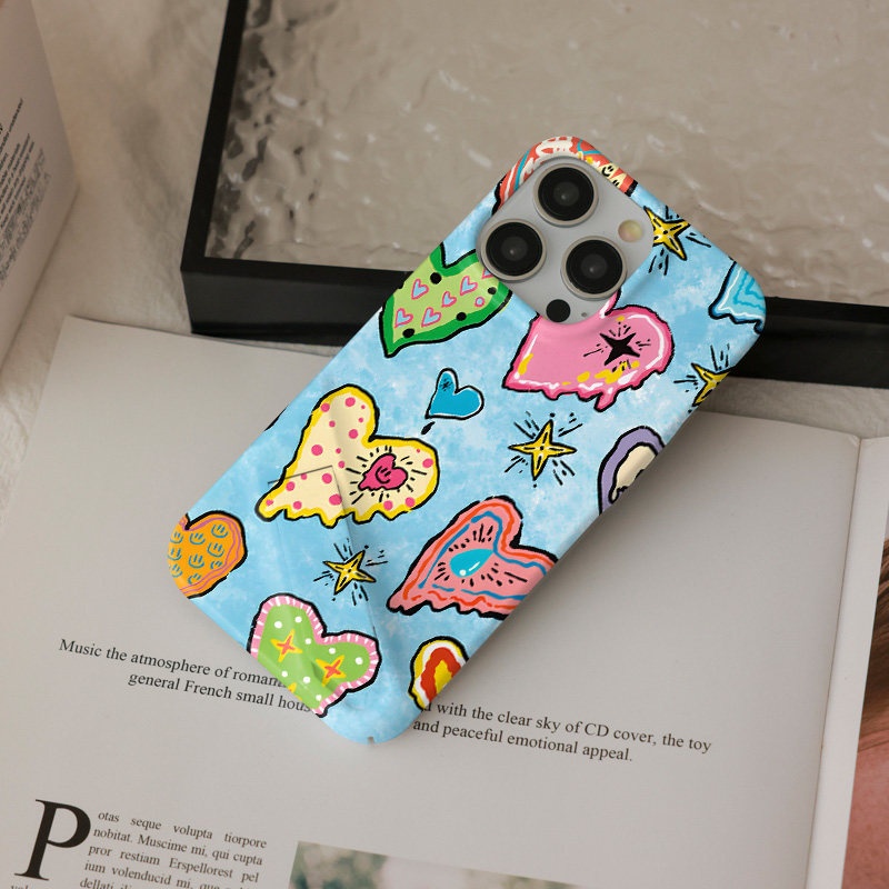 Oil Painting Heart Graffiti Plastic Phone Case